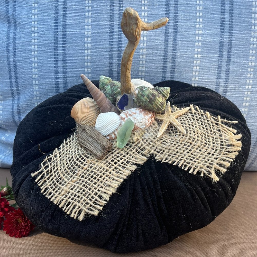 Beach Themed Pumpkin-Sea Shell Pumpkin-Velvet Pumpkin-New!